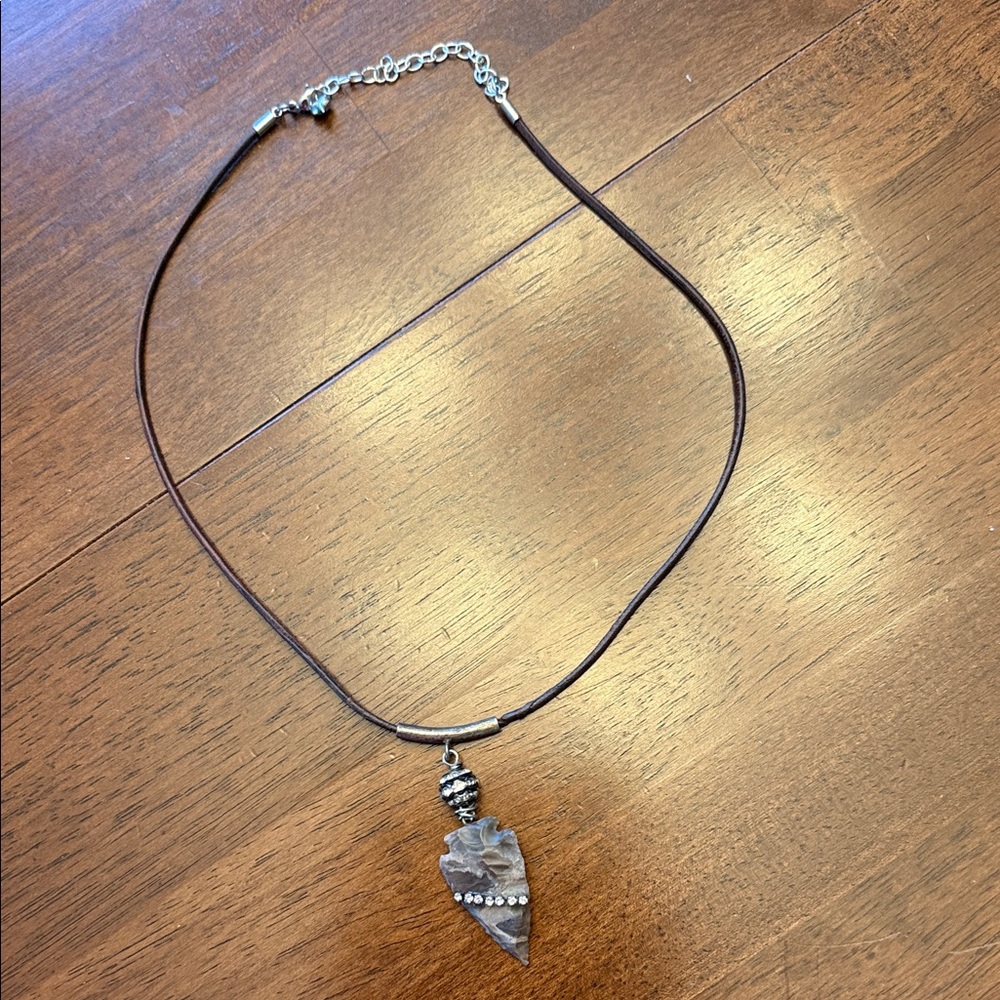 Brown and Silver arrowhead Necklace